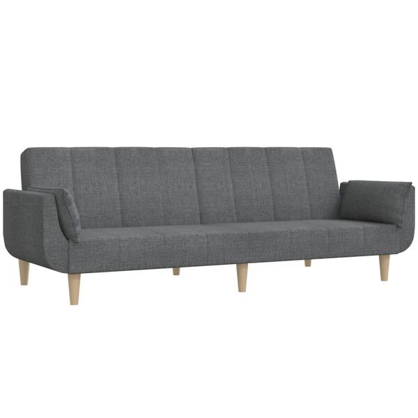 vidaXL Dvivietė sofa-lova su dvejomis pagalvėmis, pilka, audinys