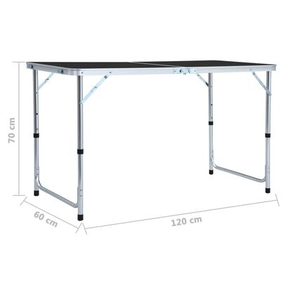 vidaXL Sulankstomas stovyklavimo stalas, pilkas, 120x60cm, aliuminis