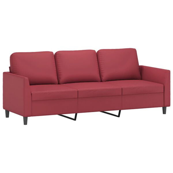 vidaXL Trivietė sofa su pakoja, raudonojo vyno, 180cm, dirbtinė oda