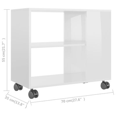 vidaXL Šoninis staliukas, baltos spalvos, 70x35x55cm, mediena, blizgus
