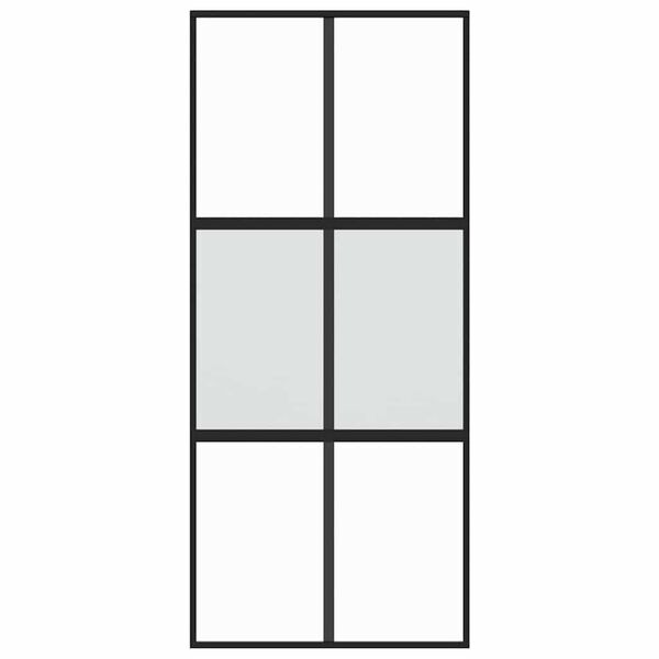 vidaXL Stumdomos durys, juodos, 90x205cm, grūdintas stiklas/aliuminis
