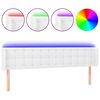 vidaXL Galvūgalis su LED, baltos spalvos, 163x16x78/88cm, dirbtinė oda
