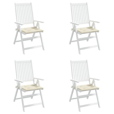 vidaXL Sodo kėdės pagalvėlės, 4vnt., kreminės, 40x40x3cm, audinys