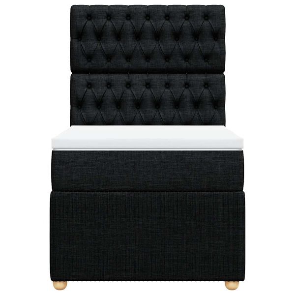 vidaXL Lova su spyruoklėmis ir čiužiniu, juoda, 80x200cm, audinys