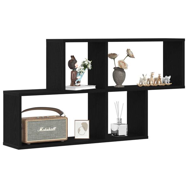 vidaXL Sieninė lentyna Juodas ąžuolas 76 x 15 x 53 cm Apdirbta mediena