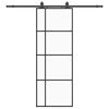 vidaXL Stumdomos durys su įrangos rinkiniu, juodas, 76x205 cm, ESG ir