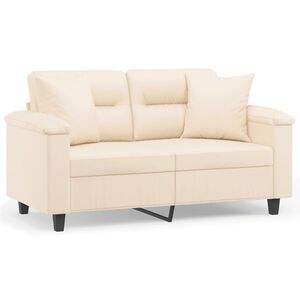 vidaXL Dvivietė sofa su pagalvėmis, smėlio, 120cm, audinys