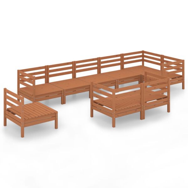 vidaXL Sodo poilsio baldų komplektas, 9 dalių, medaus rudas, pu&scaron;is