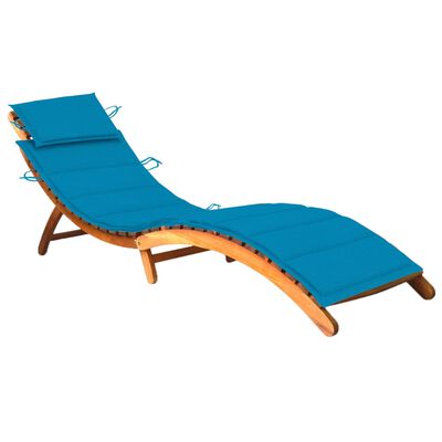 vidaXL Sodo saulės gultas su čiužinuku, akacijos medienos masyvas