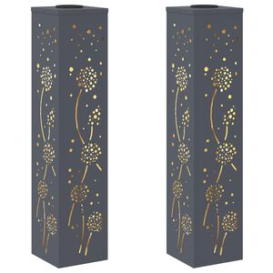 vidaXL Saulės LED &scaron;aligatvio &scaron;viesa 2 vnt. &Scaron;ilta balta 18 x 18 x 80 cm
