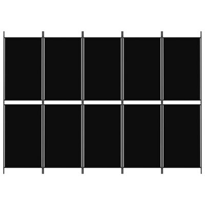 vidaXL Kambario pertvara, 5 dalių, juodos spalvos, 250x180cm, audinys