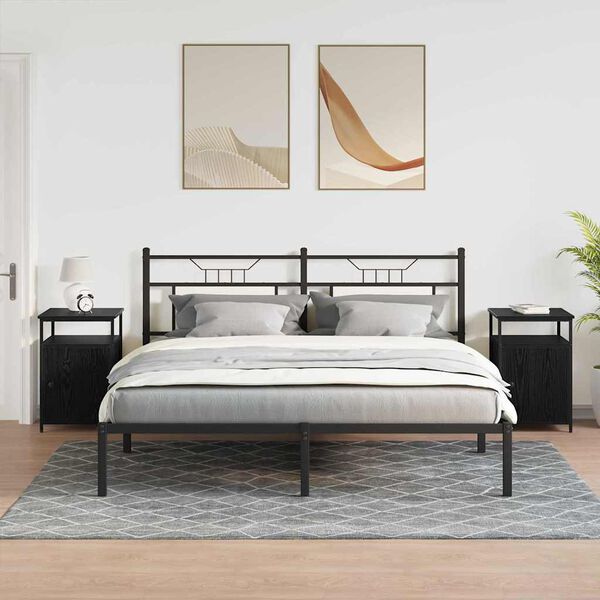 vidaXL &Scaron;alia lovos spintelė juoda ąžuolo Apdirbta mediena