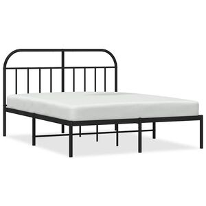 vidaXL Metalinis lovos rėmas su galvūgaliu, juodos spalvos, 135x190cm