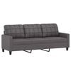vidaXL Trivietė sofa, pilkos spalvos, 180cm, dirbtinė oda