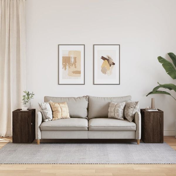 vidaXL Šoniniai staliukai, 2vnt., rudi ąžuolo, 50x30x50cm, mediena