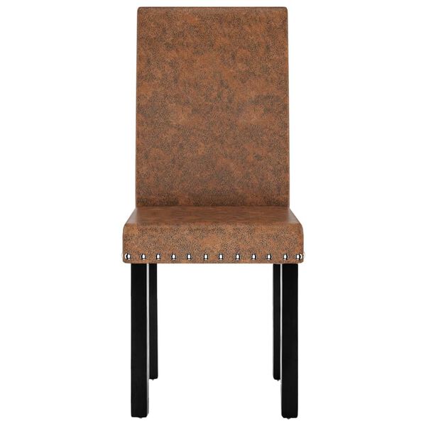 vidaXL Valgomojo kėdės, 4vnt., rudos spalvos, audinys