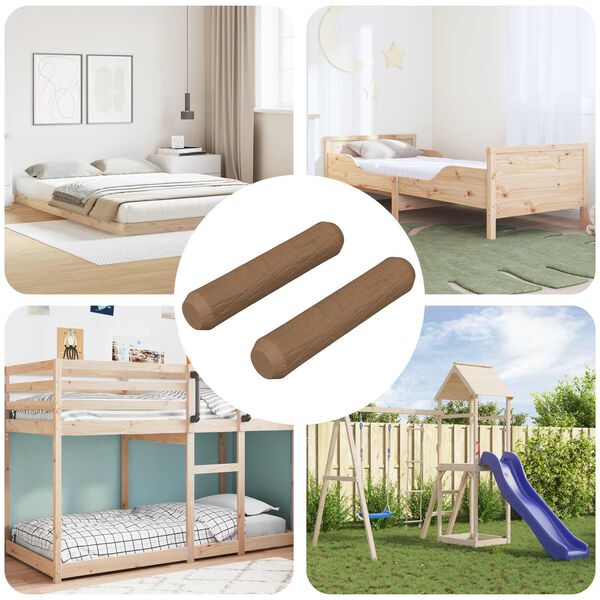 vidaXL Mediniai kai&scaron;čiai 2 pcs Ruda &Oslash;8 x 35 mm Medienos masyvas