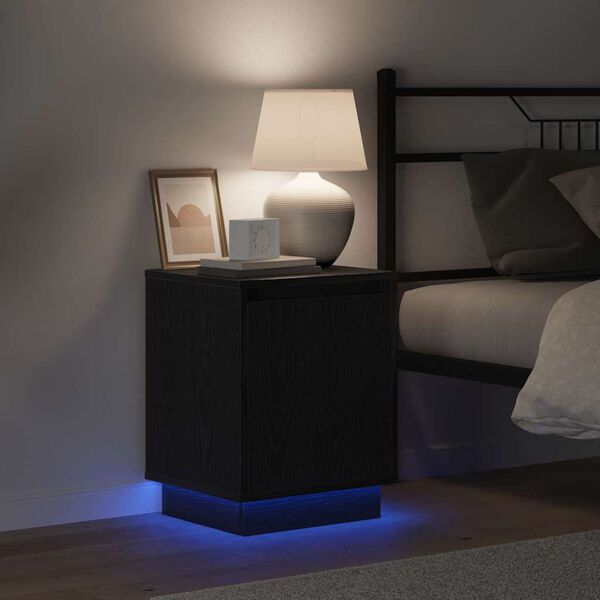 vidaXL &Scaron;alia lovos spintelė Juodas ąžuolas 39 x 34,5 x 50 cm