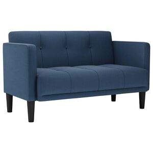 vidaXL Dvivietė sofa, mėlyna, 111 cm, audinys