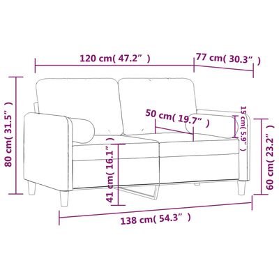vidaXL Dvivietė sofa su pagalvėlėmis, tamsiai žalia, 120cm, aksomas