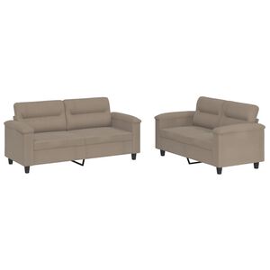vidaXL Sofos komplektas su pagalvėlėmis, 2 dalių, taupe, audinys