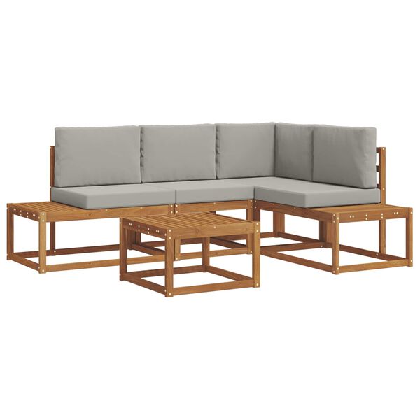 vidaXL Lauko sofos komplektas 5 Vienetas Natūrali ir &scaron;viesiai pilka