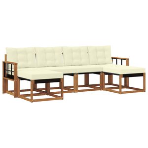 vidaXL Lauko sofos komplektas su pagalve 6 pcs Natūralus ir grietinėlė