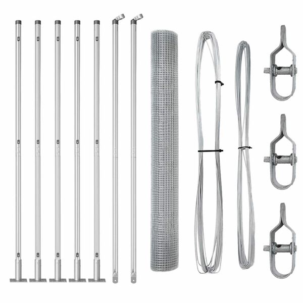 vidaXL Tvorelės stulpas Sidabro 10 x 1,2 m (16 x 16 mm tinklas)