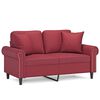 vidaXL Dvivietė sofa su pagalvėlėmis, vyno, 120cm, dirbtinė oda