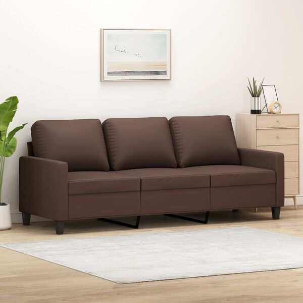 vidaXL Trivietė sofa, rudos spalvos, 180cm, dirbtinė oda