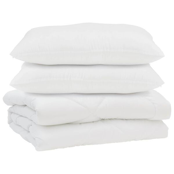 vidaXL Antklodė su pagalve 3 pcs Balta Mikropluo&scaron;tas