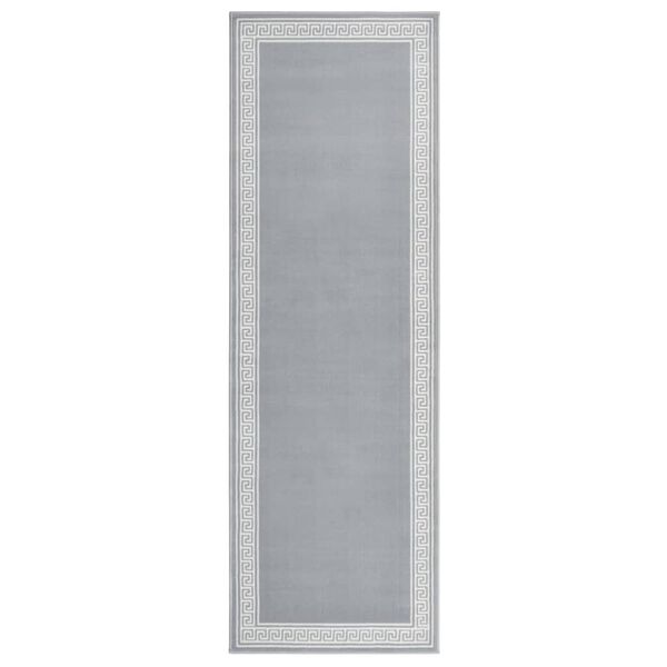 vidaXL Kilimas-takelis, pilkos spalvos, 80x250cm, BCF, su ra&scaron;tais