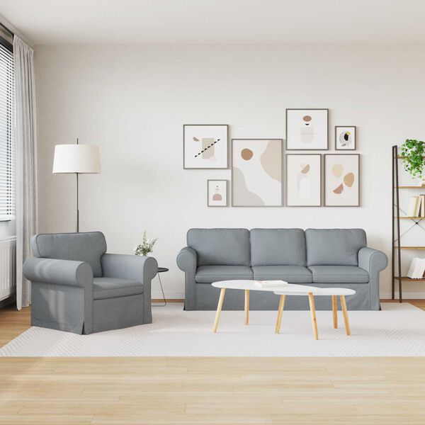 vidaXL Sofa 2 pcs &Scaron;viesiai pilka 215 x 82 x 80 cm audinys