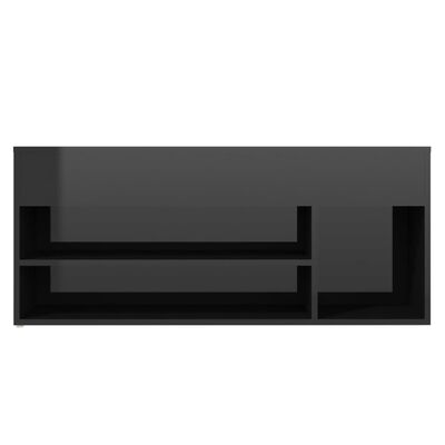 vidaXL Batų suoliukas, juodos spalvos, 105x30x45cm, MDP, blizgus