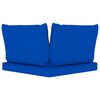 vidaXL Trivietė sodo sofa i&scaron; palečių su mėlynomis pagalvėlėmis, pu&scaron;is