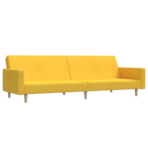 vidaXL Dvivietė sofa-lova, geltonos spalvos, audinys