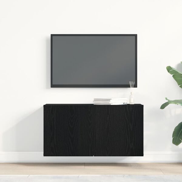 vidaXL TV spintelė, juodo ąžuolo spalvos, 80x30x41 cm, inžinerinė mediena