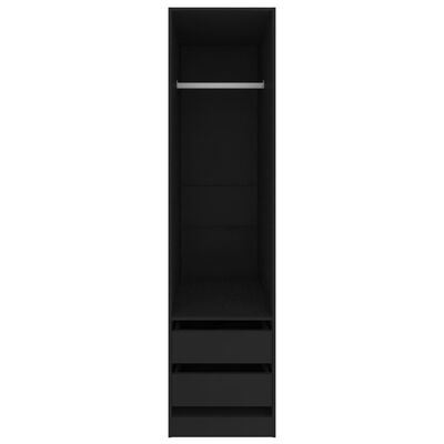 vidaXL Drabužių spinta su stalčiais, juodos spalvos, 50x50x200cm, MDP