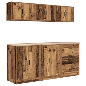 vidaXL garažo spintos, 6 vnt., sena mediena, mediena