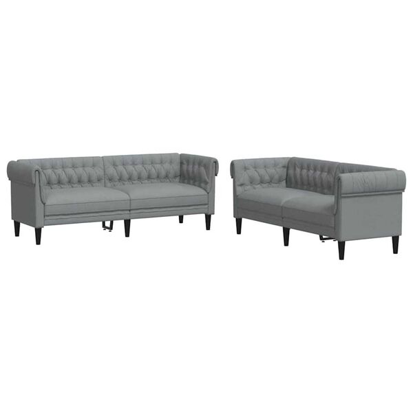 vidaXL Svetainės sofa 2 pcs &Scaron;viesiai pilka audinys