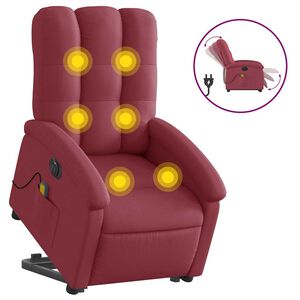 vidaXL Atsistojantis elektrinis masažinis krėslas, vyno, audinys