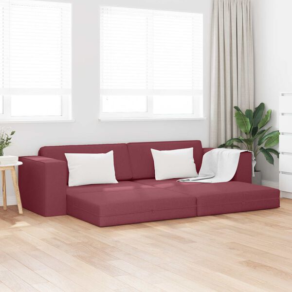 vidaXL Sofa lova 200cm Vyno raudona audinys