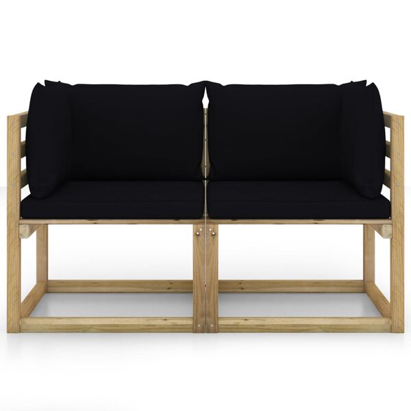 vidaXL Kampinės sofos dalys su pagalvėlėmis, 2vnt., impregnuota pu&scaron;is