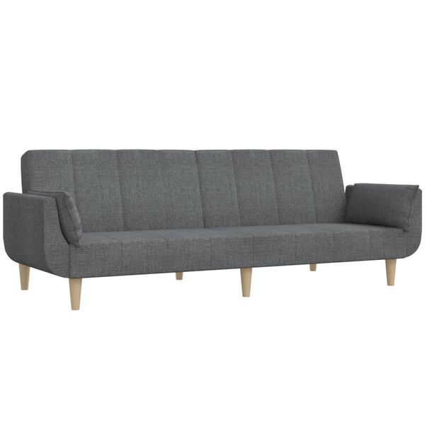 vidaXL Dvivietė sofa-lova su dvejomis pagalvėmis, pilka, audinys
