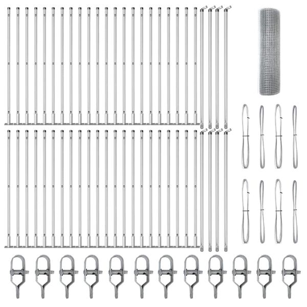vidaXL Tvorelės stulpas Sidabro 100 x 0,6 m (12 x 12 mm tinklelis)