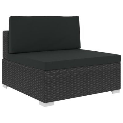 vidaXL Sodo baldų komplektas su pagalvėmis, 6 dalių, juodas, ratanas