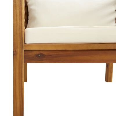 vidaXL Sodo kėdė su kreminėmis pagalvėlėmis, akacijos medienos masyvas
