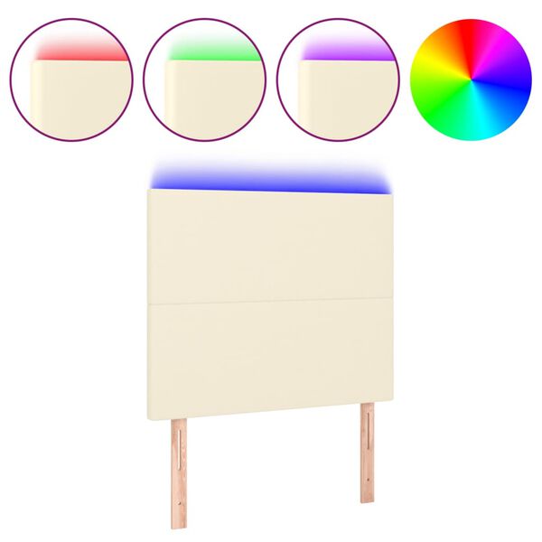 vidaXL Galvūgalis su LED, kreminės spalvos, 90x5x118/128 cm