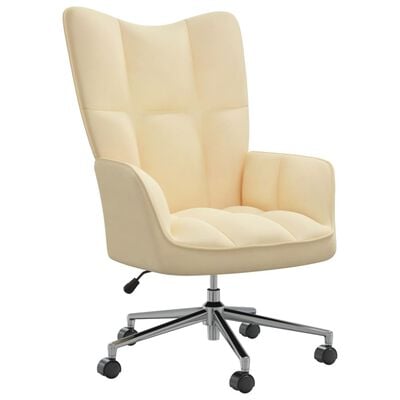 vidaXL Poilsio kėdė, kreminės baltos spalvos, aksomas