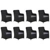 vidaXL Sodo valgomojo baldų komplektas, 11 dalių, juodas, poliratanas